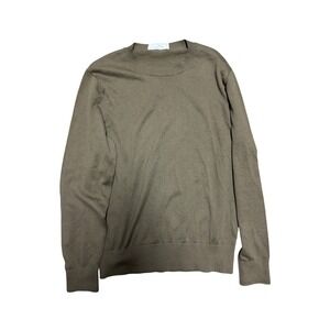 Everlane Mens Olive Green Organic Cotton Coolmax Crewneck Sweater Small